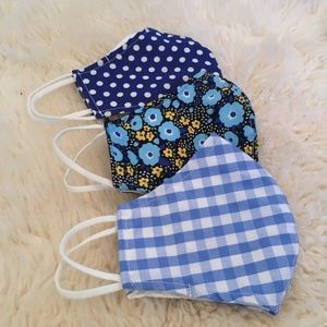 Adult 3Pack Fabric Blue Pattern Filter Face Masks